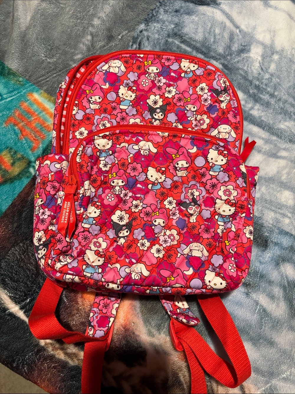 Vera Bradley Pink Red Floral Hello Kitty Pattern Mini Backpack